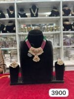 Royal Jadau Short Set with Ruby Green Moti Shine - Image 2