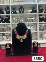 Real Look Jadau Short Set with Ruby Green Moti Shine - Image 2