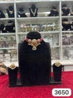 Real Look Jadau Choker Set with Ruby Green Moti Glow - Image 2