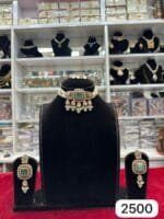 Real Look Mozonite Choker Set with Soft Mint Colour - Image 2