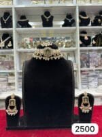 Real Look Heritage Golden Polki Choker Set Pink Mint - Image 2