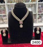 Real Look Mozonite Pink Rubi Set Elegant Jewellery - Image 2