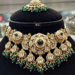 Real Look Kundan Choker Set with Elegant Green Stones