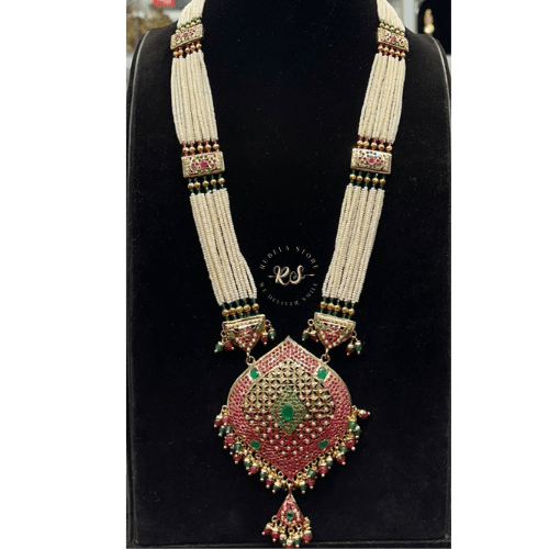 rubela store gold look jewellery best artificial jewellery (1) Real Look Jadau Long Set Royal Traditional Beauty - Image 1