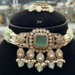 Real Look Mozonite Choker Set with Soft Mint Colour