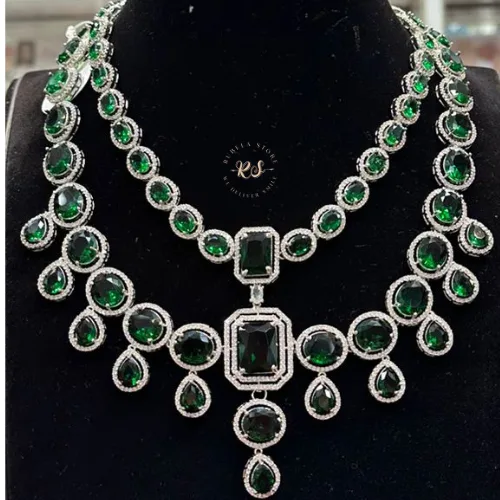 rubela store gold look jewellery best artificial jewellery (14) Soft Shine Pink AD Set for a Beautiful Elegant Look - Image 1