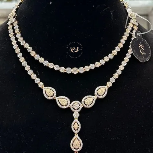 rubela store gold look jewellery best artificial jewellery (14) Real Look Golden AD Set with Rich Royal Finish - Image 1