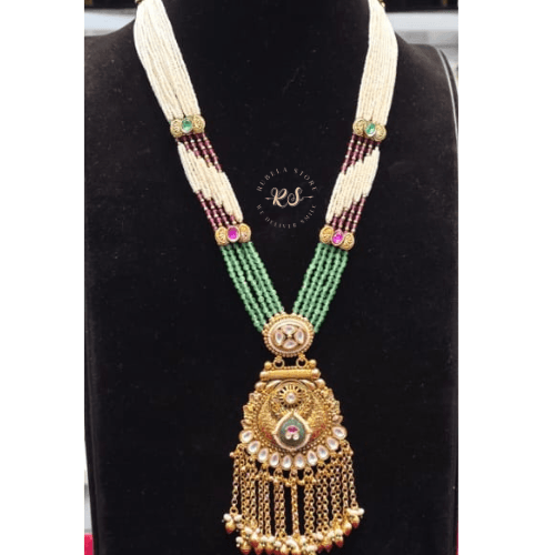 rubela store gold look jewellery best artificial jewellery (14) Real Look Long Pendant Set Classic Elegant Jewellery - Image 1