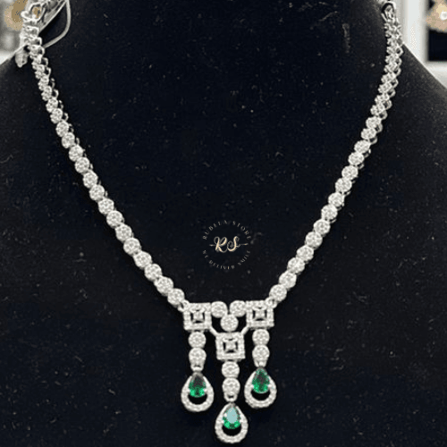 rubela store gold look jewellery best artificial jewellery (15) Real Look Green AD Set for Royal Shine - Image 1