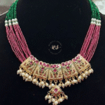 Real Look Jadau Short Set with Ruby Green Moti Shine