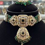 Real Look Kundan Choker Set with Elegant Green Stones