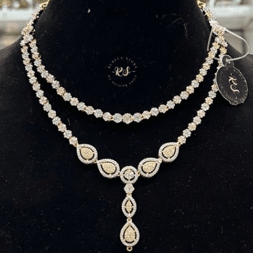 rubela store gold look jewellery best artificial jewellery (21) Real Look Golden AD Set Elegant Gold Look Jewellery - Image 1