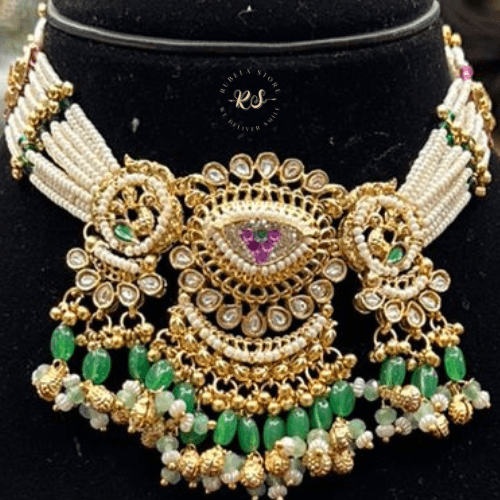 rubela store gold look jewellery best artificial jewellery (4) Real Look Short Set Simple Elegant and Stylish - Image 1