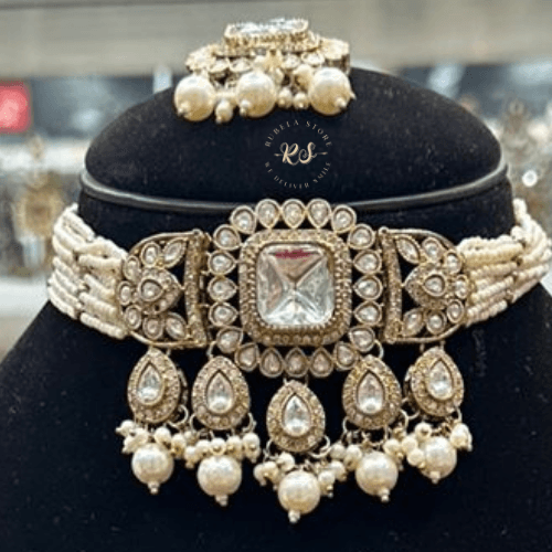 rubela store gold look jewellery best artificial jewellery (8) Real look mozonite choker set RUBELA - Image 1