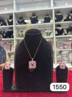 Real Look AD Ruby Stone Pendant Set Without Chain rubela - Image 2